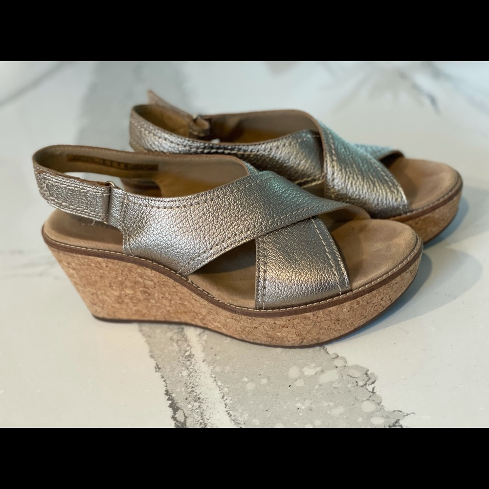 Clarks cork wedge sandals